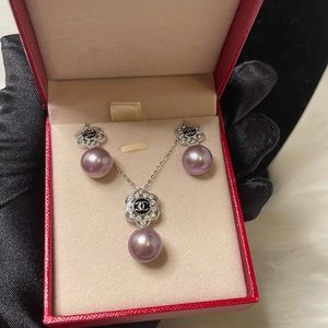 Real Freshwater Pearl Earrings and Necklace Set